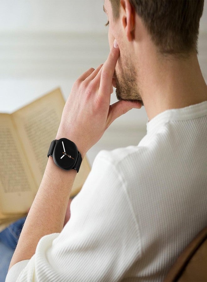 DAQIN أشرطة داكين المرنة متوافقة مع ساعة سامسونج جالاكسي 8 بحجم 44 مم و40 مم، شريط ساعة سامسونج جالاكسي 8 كلاسيك بحجم 46 مم للرجال، حزام رياضي ناعم من قماش النايلون المرن بدون فجوة لساعة سامسونج 8، أسود - Image 5