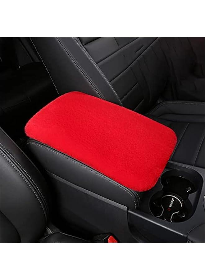 Arabest Red Short Plush Car Armrest Cover for Center Console Seat Box - Universal Auto Protector - Stylish Accessory for Men and Women  - Image 1