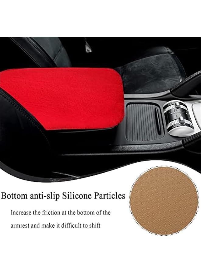 Arabest Red Short Plush Car Armrest Cover for Center Console Seat Box - Universal Auto Protector - Stylish Accessory for Men and Women  - Image 2