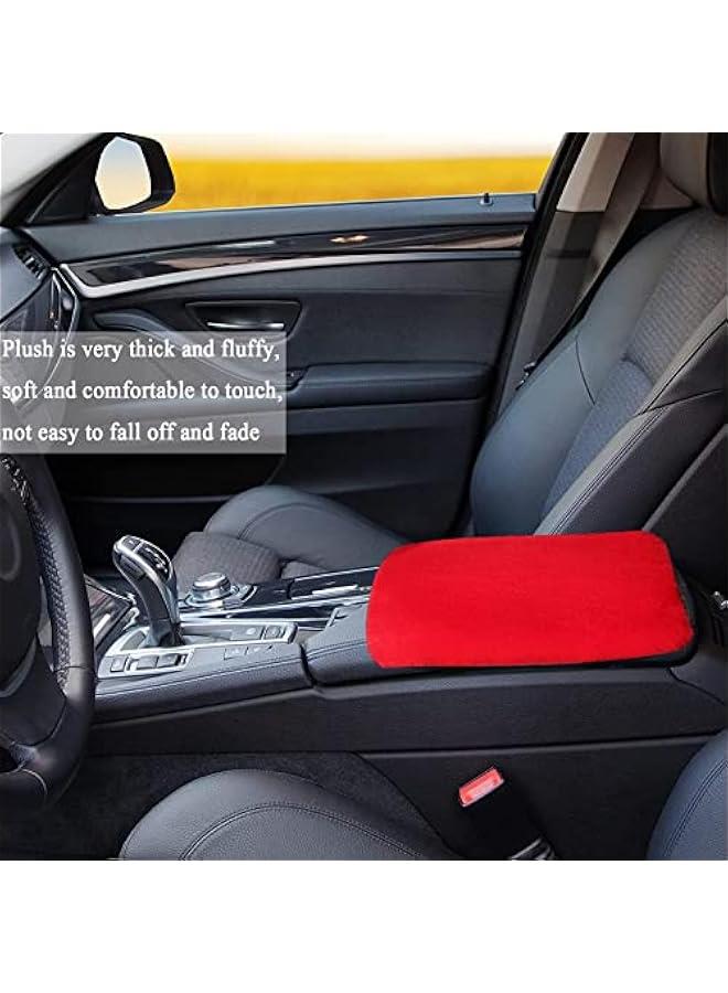 Arabest Red Short Plush Car Armrest Cover for Center Console Seat Box - Universal Auto Protector - Stylish Accessory for Men and Women  - Image 3