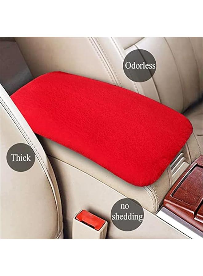 Arabest Red Short Plush Car Armrest Cover for Center Console Seat Box - Universal Auto Protector - Stylish Accessory for Men and Women  - Image 4