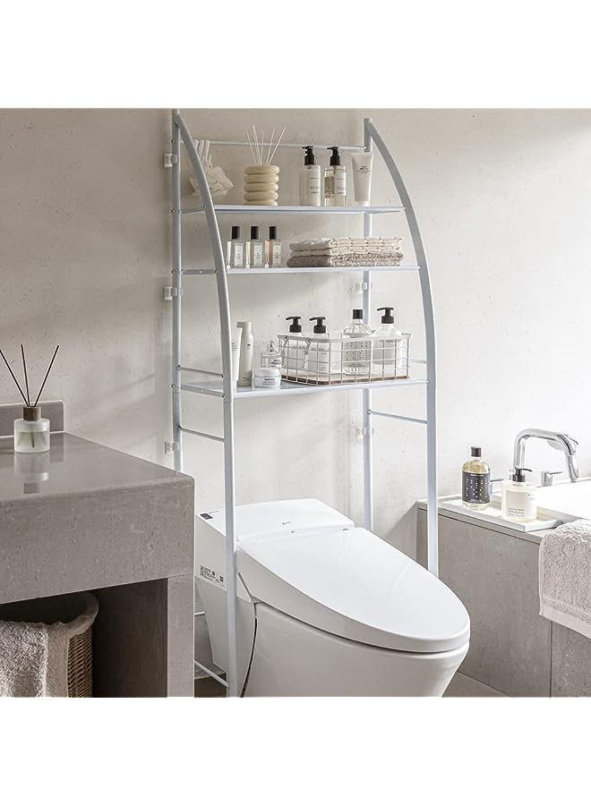 vesus Right 3-Shelf Bathroom Organizer Over The Toilet Storage, Shelf Toilet, 27”L x 10”W 66”H (White)  - Image 1