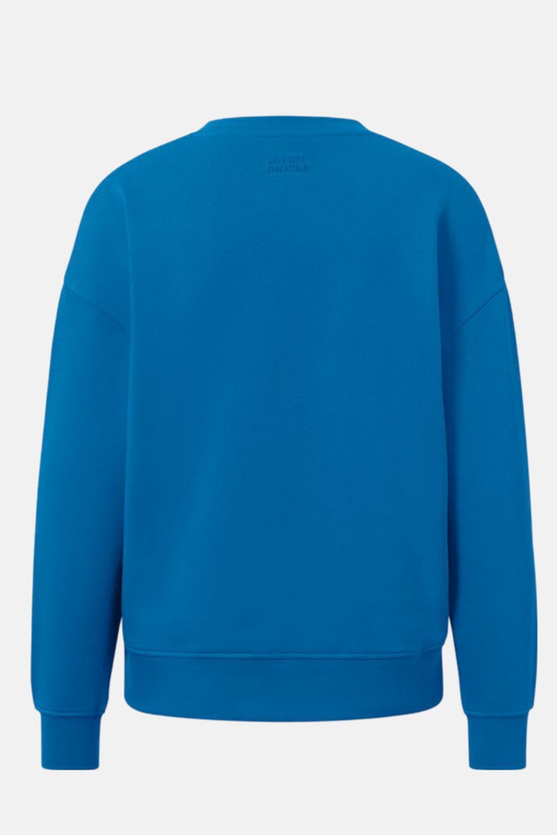 Tchibo Women Crew Neck Long Sleeve Solid Sweatshirt, Blue - Image 3