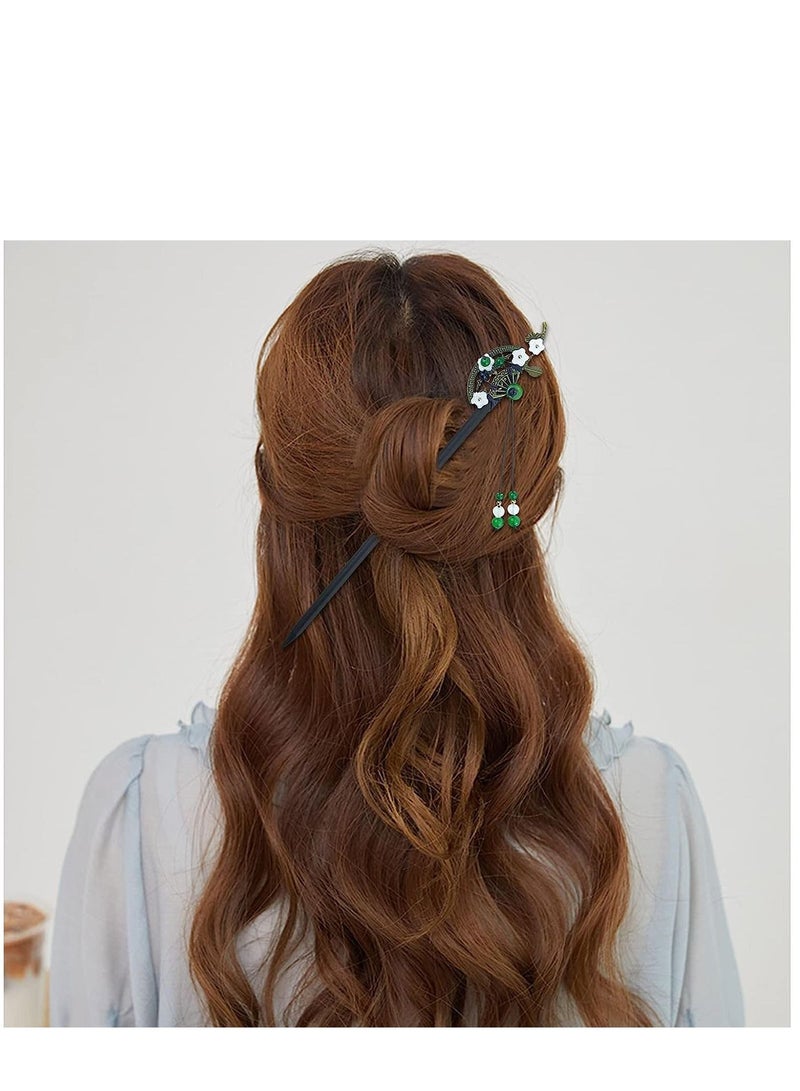 KASTWAVE 4 Pcs Chinese Hair Stick Retro Wooden Hairpin Butterfly Flower Hair Chopsticks Vintage Hanfu Pins Headdress Classic Hair Fork Vintage Tassel Hair Chopsticks Retroa Flower Handmade Wooden Hair Pins - Image 5