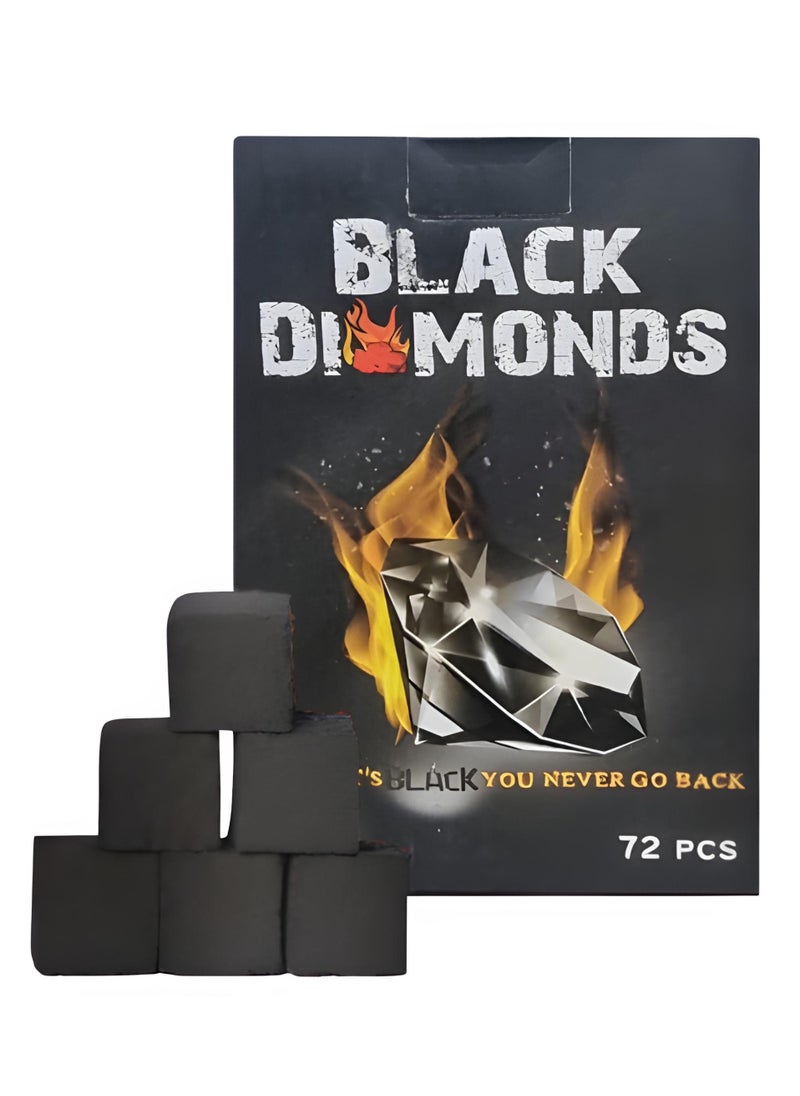 BLACK DIAMONDS Black Diamonds 100% Natural Coconut Shell Charcoal Cubes For Bakhour (72 Pcs, 1Pack)  - Image 1