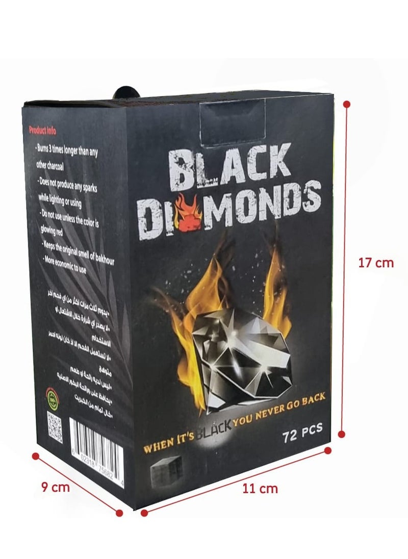 BLACK DIAMONDS Black Diamonds 100% Natural Coconut Shell Charcoal Cubes For Bakhour (72 Pcs, 1Pack)  - Image 3