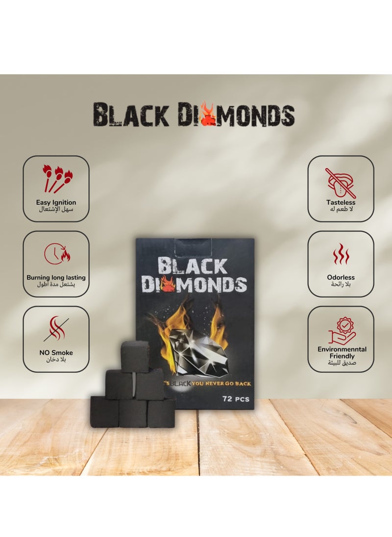 BLACK DIAMONDS Black Diamonds 100% Natural Coconut Shell Charcoal Cubes For Bakhour (72 Pcs, 1Pack)  - Image 4