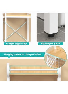 XiuWoo 3 Shelves Toilet Drum Washing Machine Rack, Bathroom Corner Stand Storage Organizer Accessories, Free Standing Home Office Storage Rack for Space Saver with Towel Rack  - Image 3