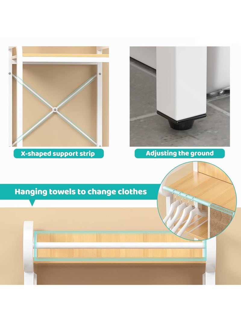 XiuWoo - 3 Shelves Toilet Drum Washing Machine Rack, Bathroom Corner Stand Storage Organizer Accessories, Free Standing Home Office Storage Rack for Space Saver with Towel Rack - Image 1