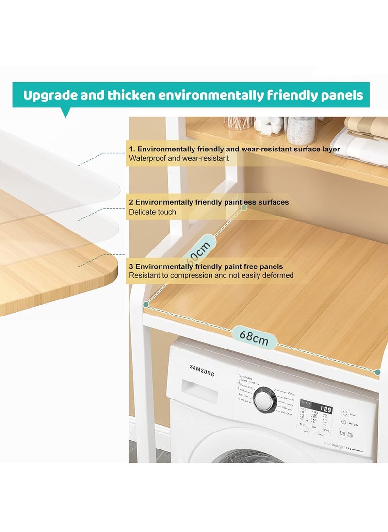 XiuWoo - 3 Shelves Toilet Drum Washing Machine Rack, Bathroom Corner Stand Storage Organizer Accessories, Free Standing Home Office Storage Rack for Space Saver with Towel Rack - Image 1