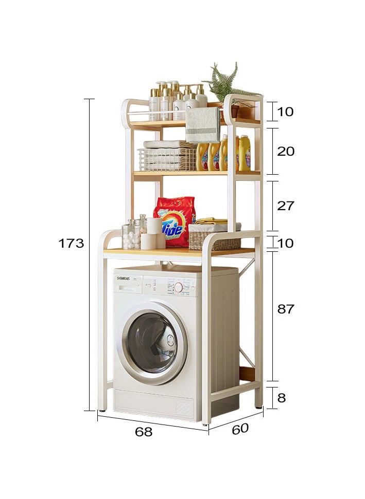 XiuWoo - 3 Shelves Toilet Drum Washing Machine Rack, Bathroom Corner Stand Storage Organizer Accessories, Free Standing Home Office Storage Rack for Space Saver with Towel Rack - Image 1