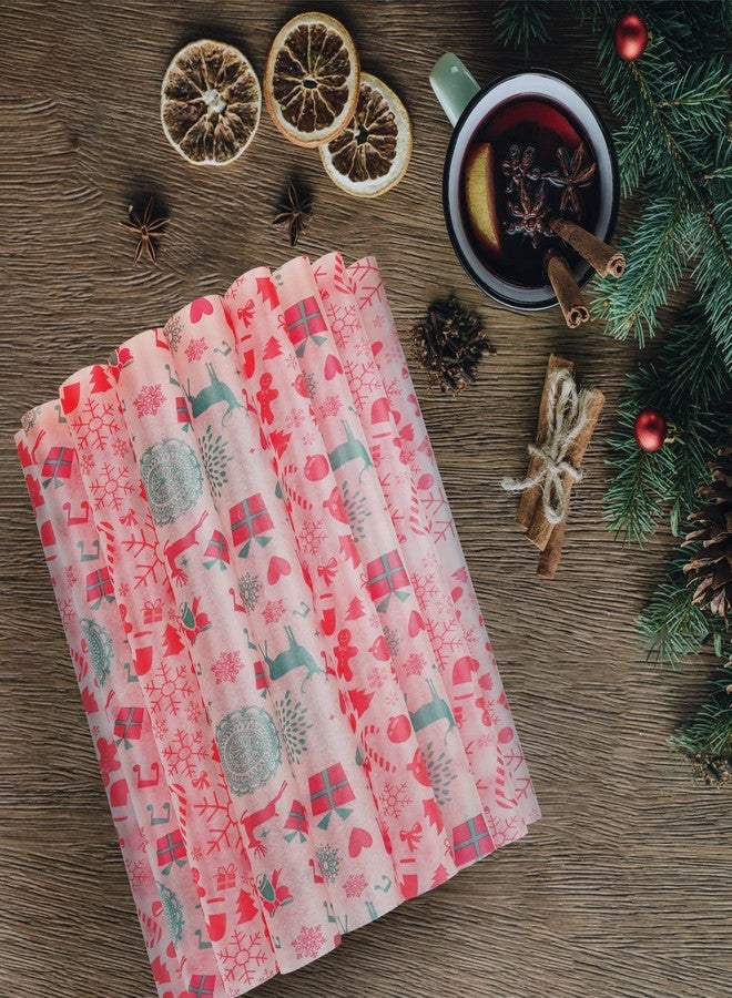 YBB 100Pcs Christmas Deli Wax Paper Sheets for Food, Basket Liners Food Picnic Paper Sheets Greaseproof Deli Wrapping Sheets, 10 x 8.6 Inch (Christmas) - Image 1