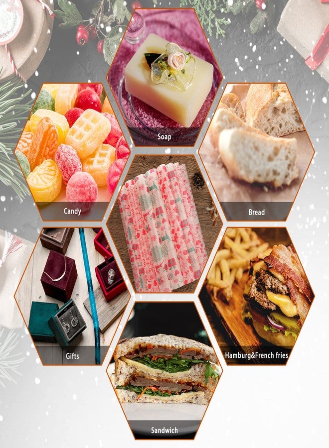 YBB 100Pcs Christmas Deli Wax Paper Sheets for Food, Basket Liners Food Picnic Paper Sheets Greaseproof Deli Wrapping Sheets, 10 x 8.6 Inch (Christmas) - Image 4