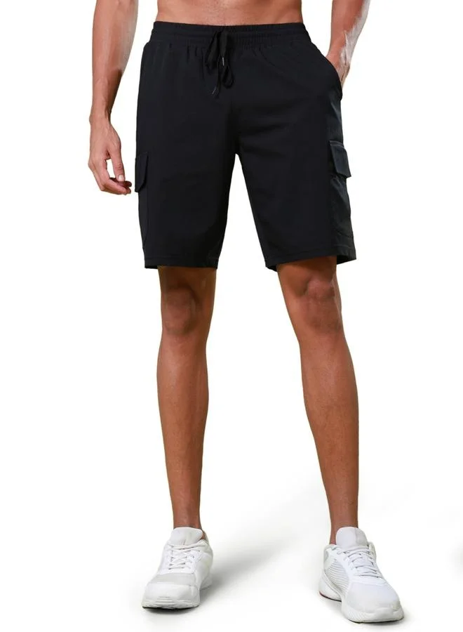 Technosport Men Solid Slim Fit Sports Shorts with TS FLEXI by Styli