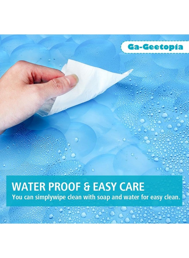 Ga-Geetopia EVA 3D Blue Pearl Water Cube Plastic Shower Curtain Liner - Premium Light Weight 72" x 72" Blue Bathroom Shower Showroom Curtain Liner with Rustproof Metal Gromments and Weighted Magnet - Image 3