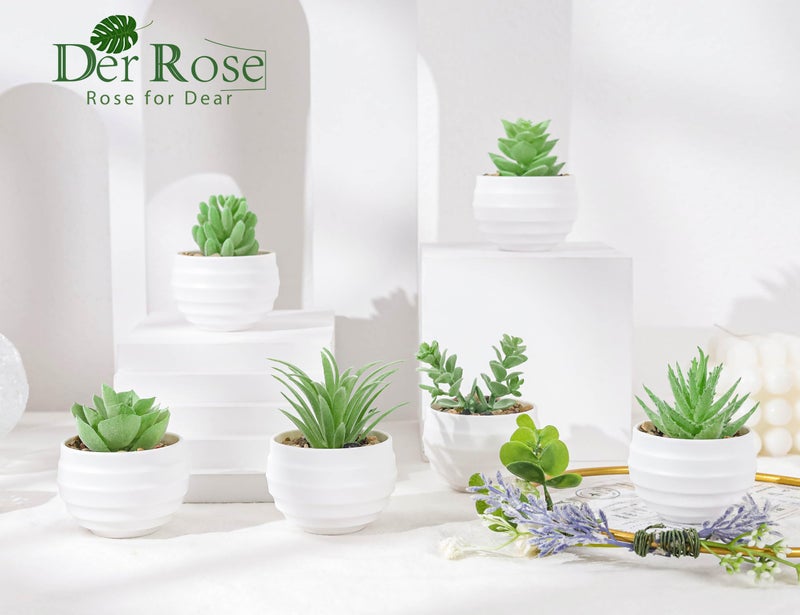 Der Rose 6 Pack Fake Plants Small Realistic Succulents Plants Artificial for Home Room Decor Indoor - Image 3