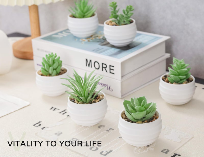 Der Rose 6 Pack Fake Plants Small Realistic Succulents Plants Artificial for Home Room Decor Indoor - Image 5