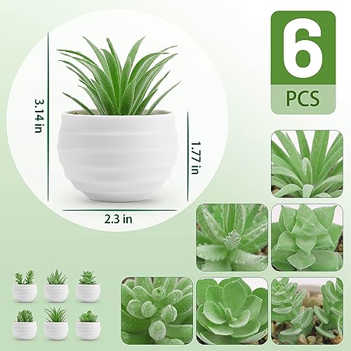 Der Rose 6 Pack Fake Plants Small Realistic Succulents Plants Artificial for Home Room Decor Indoor - Image 2