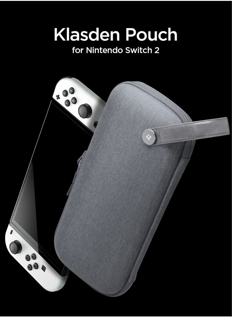 Spigen Klasden Nintendo Switch 2 Carrying Pouch Case (2025) Protective Portable Travel Hard Shell Cover with Pockets for Accessories, 10 Game Cartridges and AirTag Holder - Charcoal Gray  - Image 2