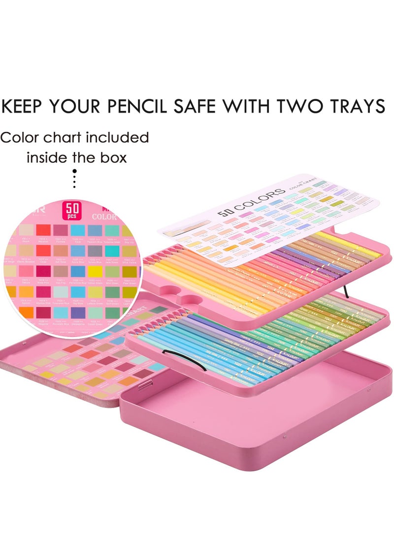 Excefore 50 Count Colored Pencils for Adult Coloring Books, Soft Core, Ideal Drawing Sketching Shading, Macaron Pastel Color Set Gift Adults Kids Beginners  - Image 3