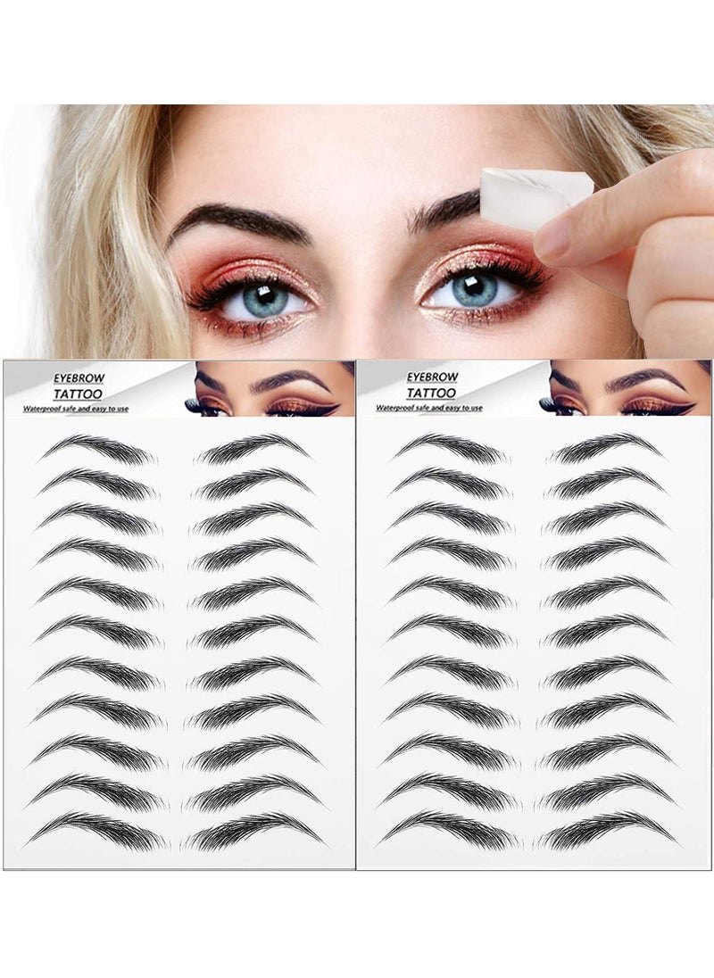 DaTineLky 22 Pairs Eyebrow Tattoo Peel Off 4D Eyebrow Tattoo Sticker Nature False Eyebrows HairLike Authentic Eyebrows Long Lasting Waterproof Temporary Tattoo Eyebrow for Eyebrow Grooming Shaping Black 