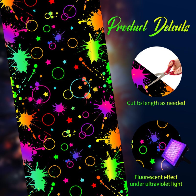 Haull 236 x 39 Inch Neon Light up Dance Floor Glow in The Dark Floor Runner Neon Party Decorations UV Blacklight Reactive Fluorescent Wall Props for Glow Disco Party Favors(Mixed) - Image 3