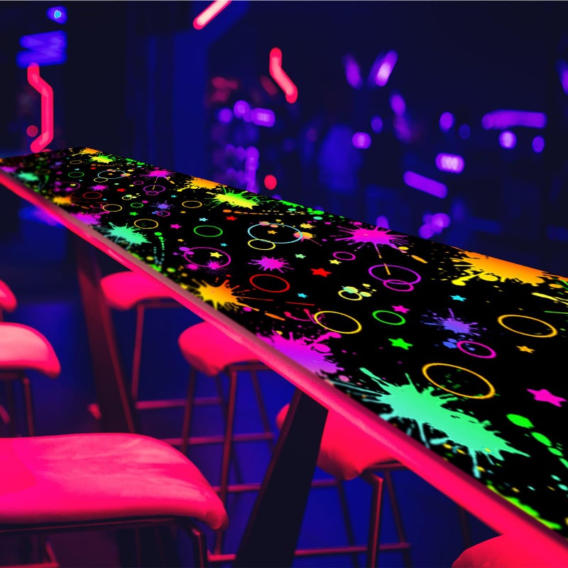 Haull 236 x 39 Inch Neon Light up Dance Floor Glow in The Dark Floor Runner Neon Party Decorations UV Blacklight Reactive Fluorescent Wall Props for Glow Disco Party Favors(Mixed) - Image 5