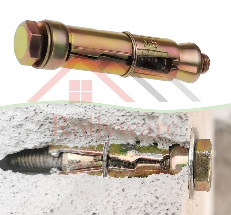 ROLLYWARE ® M10x70mm Expansion Bolts Shield Anchor Heavy-Duty Zinc Plated 16 mm Diameter Anchor for Construction Home and Industrial Use Bolt Type Wall Anchor Fasteners Kit,Rust Proof(10, M10x70mm) - Image 2