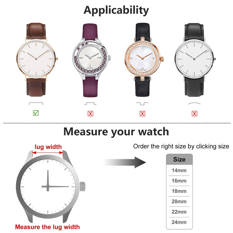 Fullmosa 18mm Leather Watch Bands Compatible with Garmin Vivoactive 4S/Vivomove 3S/Active S/Venu 2S/Move 3S, Huawei Watch 1st,Dark Blue - Image 3