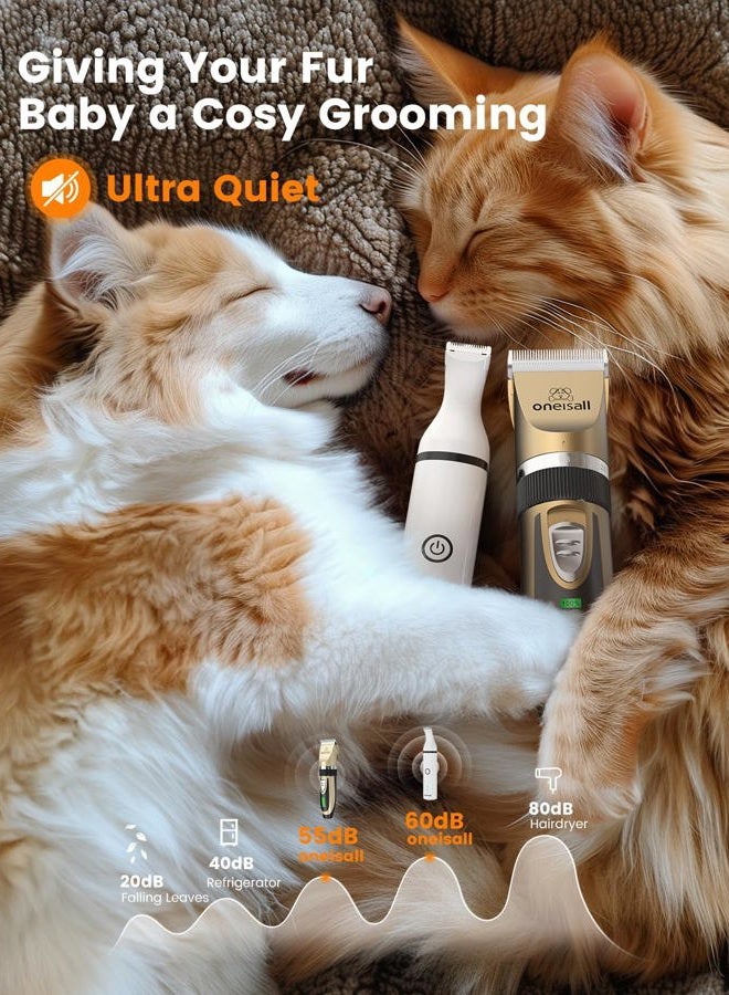 Oneisall Dog Clippers and Paw Trimmer Kit 2 in 1 - Low Noise Cordless Pet Hair Trimmers for Small and Large Dogs, Cats, Animals - Image 4