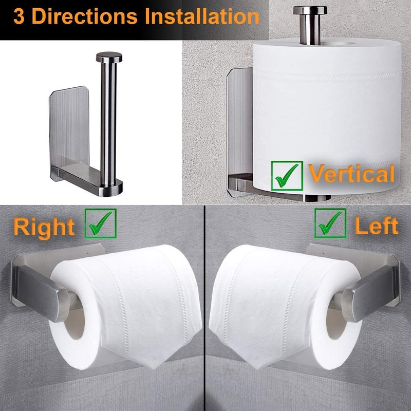Nolimas Self Adhesive Toilet Paper Holder SUS 304 Stainless Steel No Drilling Stick On Wall Bathroom Kitchen Tissue Paper Roll Towel Holder RustproofBrushed Nickel Finish2Packs - Image 3