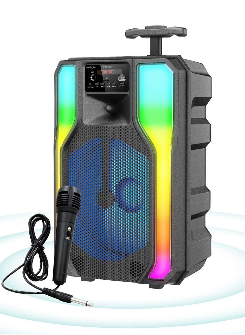 Generic - Bluetooth Speaker Karaoke with microphone, Suitcase Model Speaker Led Light Radio USB SD Input - Image 1