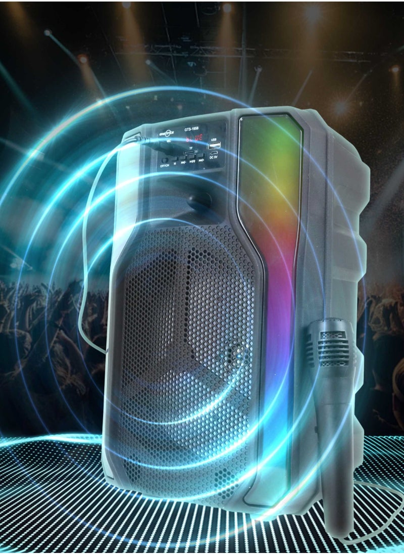 Generic - Bluetooth Speaker Karaoke with microphone, Suitcase Model Speaker Led Light Radio USB SD Input - Image 1