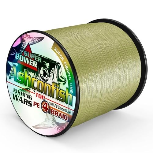 Ashconfish Braided Fishing Line- 4 Strands Super Strong PE Fishing Wire Heavy Tensile for Saltwater & Freshwater Fishing -Abrasion Resistant - Zero Stretch- 300M/328Yds 70LB Army Green - Image 2