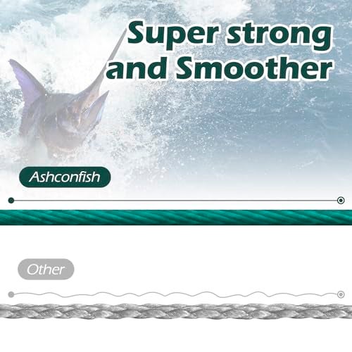 Ashconfish Braided Fishing Line- 4 Strands Super Strong PE Fishing Wire Heavy Tensile for Saltwater & Freshwater Fishing -Abrasion Resistant - Zero Stretch- 300M/328Yds 70LB Army Green - Image 4