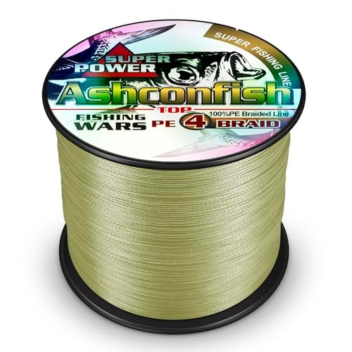 Ashconfish Braided Fishing Line- 4 Strands Super Strong PE Fishing Wire Heavy Tensile for Saltwater & Freshwater Fishing -Abrasion Resistant - Zero Stretch- 300M/328Yds 70LB Army Green - Image 1