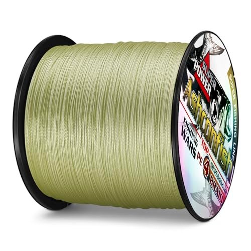 Ashconfish Braided Fishing Line- 4 Strands Super Strong PE Fishing Wire Heavy Tensile for Saltwater & Freshwater Fishing -Abrasion Resistant - Zero Stretch- 300M/328Yds 70LB Army Green - Image 3