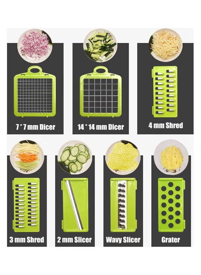 Hihonor Multifunctional Vegetable Slicer Set,7 in 1 Multifunction Vegetable Cutter,Vegetable Cutter and Chopper Grinder  - Image 2