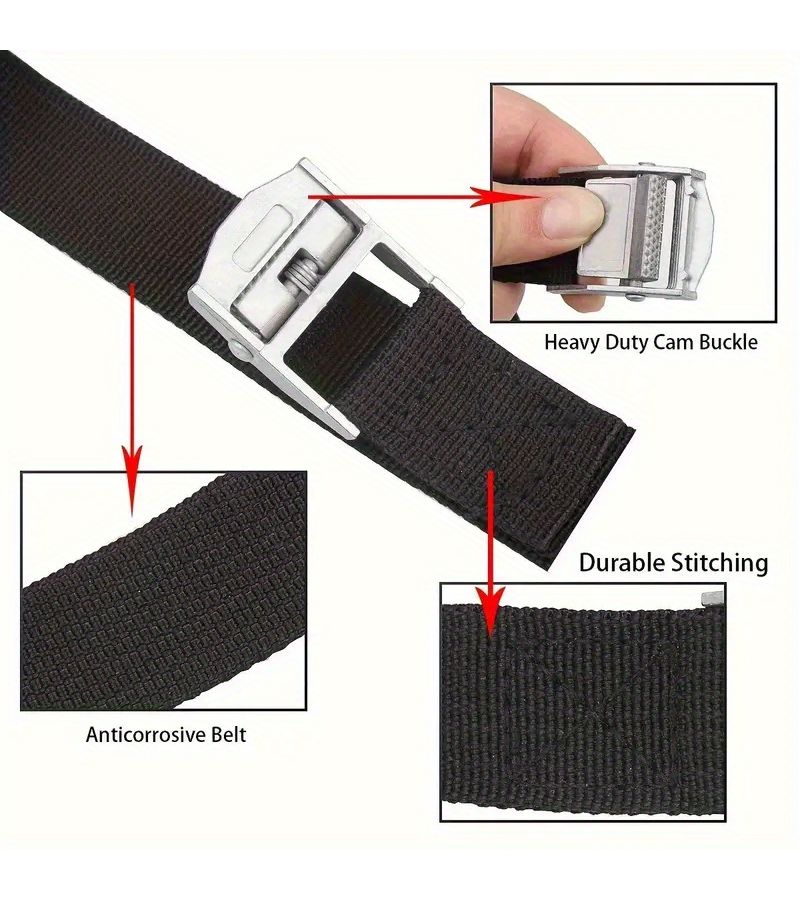 10 Pcs Heavy Duty Fabric Straps With Zinc Alloy Buckles 1 Meter By 1 Inch For Trucking Moving Outdoor And Travel Cargo Securing Commercial Personal Use Secure Fixation Durable - Image 4