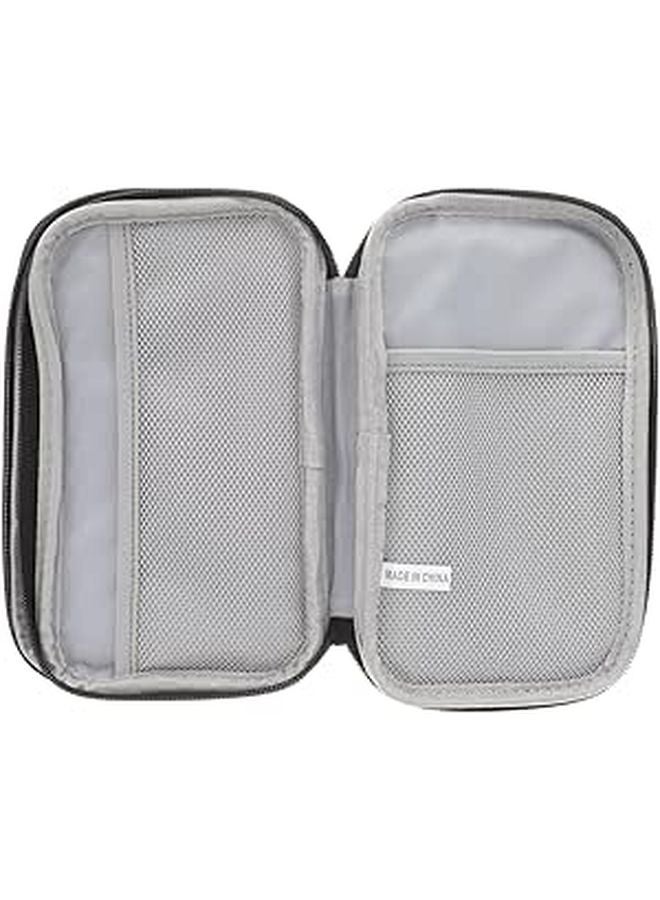 Large Travel Cable Organizer Bag Double Layer Hard Shell Protective Case Dark Black - Image 1
