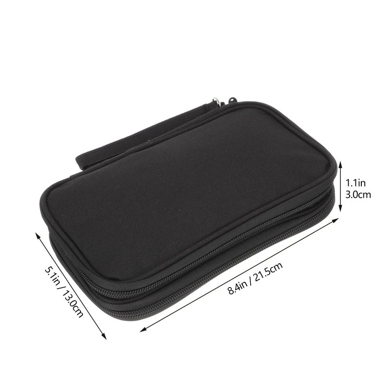 Large Travel Cable Organizer Bag Double Layer Hard Shell Protective Case Dark Black - Image 3