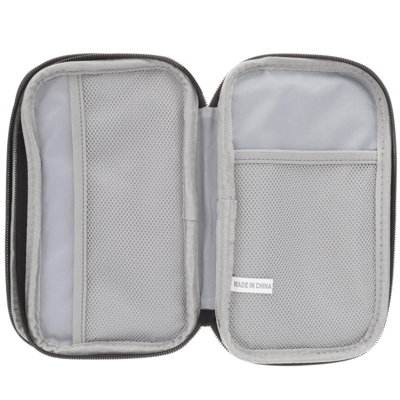 Large Travel Cable Organizer Bag Double Layer Hard Shell Protective Case Dark Black - Image 2