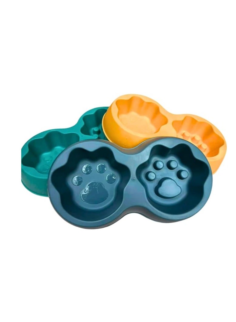 وحدة تغذية بطيئة مزدوجة شديدة التحمل - أوعية طعام ومياه للحيوانات الأليفة - الجراء، مقاس كبير للكلاب والقطط - غير قابلة للانزلاق  مضادة للاختناق - سهلة الاستخدام غير سامة (اورانج - Image 3