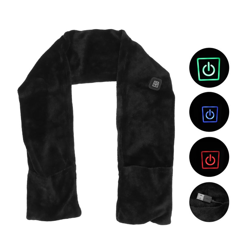 Heated Scarf 141 X 18cm Mink Wool - Non-Disassembly USB Washable Long Neck-Wrapping Scarf With Hand Warm Pockets for Indoor Studying Working Outdoor Skiing Hiking Winter Gifting - Image 1