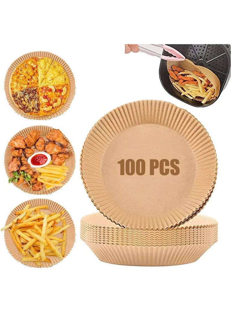 هايدو 100 ورقة مقاس 7.8 بوصة بطانة المقلاة الهوائية المستديرة للاستخدام مرة واحدة - Image 1