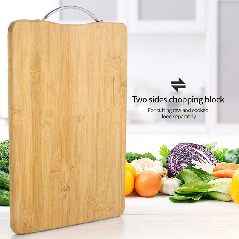 13 SOEME 13SOEME Rectangular MultiPurpose Bamboo Wooden Fruit Vegetable Serving Chopping Cutting Board Pad with Handle for Kitchen 32 x 32 cm - Image 4