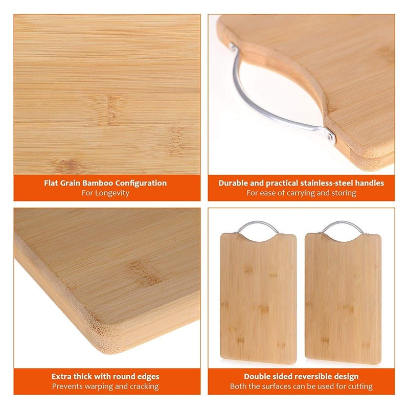 13 SOEME 13SOEME Rectangular MultiPurpose Bamboo Wooden Fruit Vegetable Serving Chopping Cutting Board Pad with Handle for Kitchen 32 x 32 cm - Image 3