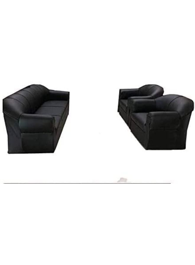 مهارة البحر طقم كنب 5 مقاعد PVC Lather -1 + 1 + 3- / أسود اللون.