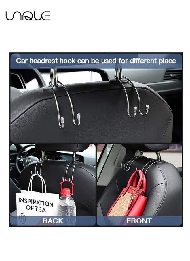 Unique Car Seat Hooks, 4 Pack Car Back Seat Headrest Hanger Holder Hooks for Purse, Grocery Bag, Hat, Cloth, Coat, Stainless Car Seat Accessory, Universal Vehicle Trunk Storage Organizer, Heavy Duty Hook  - Image 3