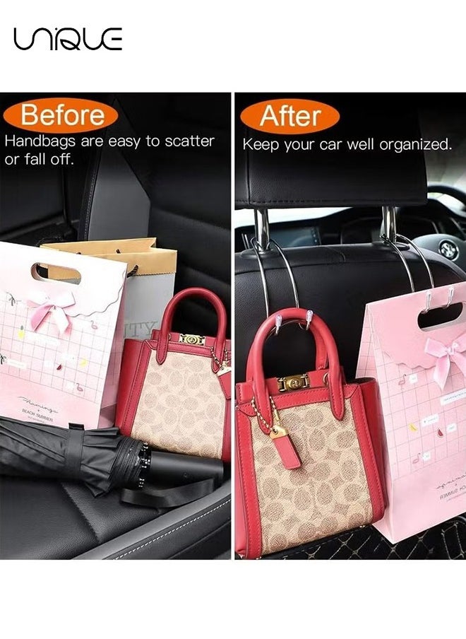 Unique Car Seat Hooks, 4 Pack Car Back Seat Headrest Hanger Holder Hooks for Purse, Grocery Bag, Hat, Cloth, Coat, Stainless Car Seat Accessory, Universal Vehicle Trunk Storage Organizer, Heavy Duty Hook  - Image 4